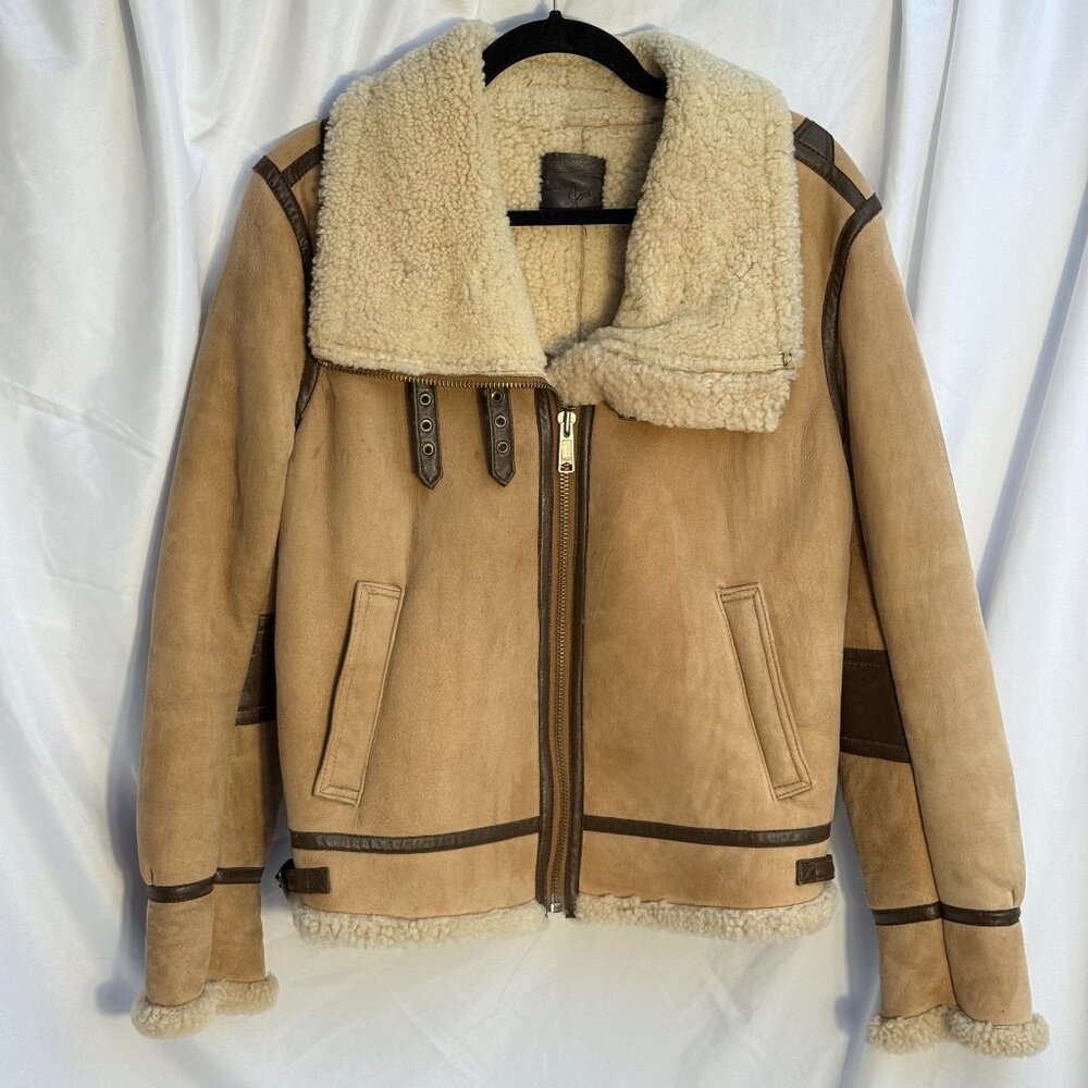 Joie Tan and Brown Leather Jacket